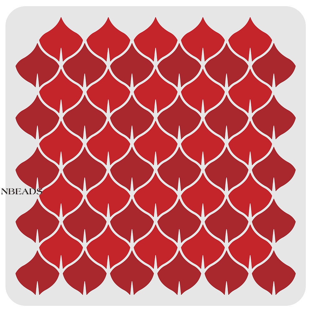 1pc Fish Scale Stencil Dragon Scales Tiles Stencil Templete 30x30cm Plastic Mermaid Scale Pattern Stencils Reusable Scale Stencils for Floor Wood Wall Canvas Tile Furniture