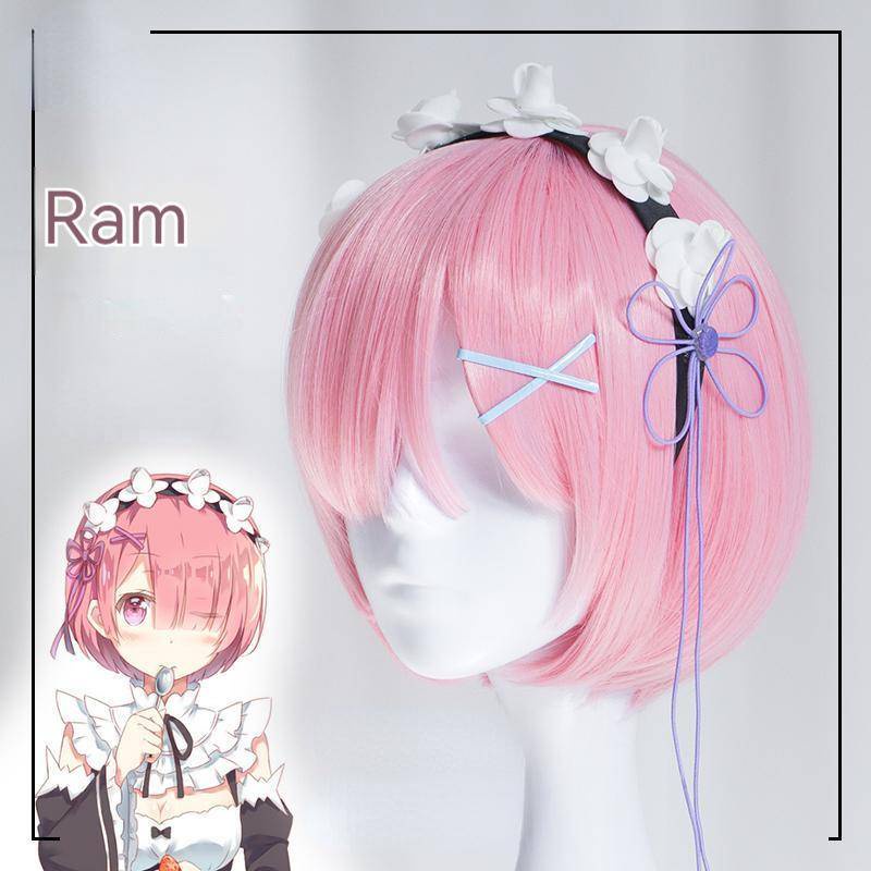 Re:Zero cos remram cos wig twin maid cosplay wig anime wig