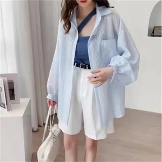 Áo Sơ Mi Chiffon Mỏng Dáng Rộng Phong Cách Hàn Quốc Thời Trang Mùa Hè Mới Dành
