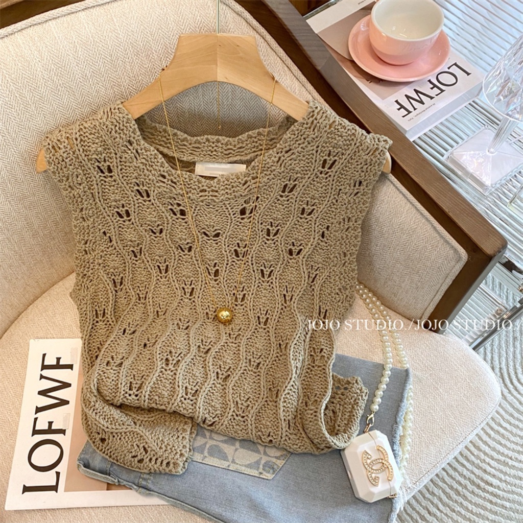 Áo Dệt Kim Không Tay Thiết Kế Mới Thời Trang Mùa Xuân 2023 Dành Cho Nữ