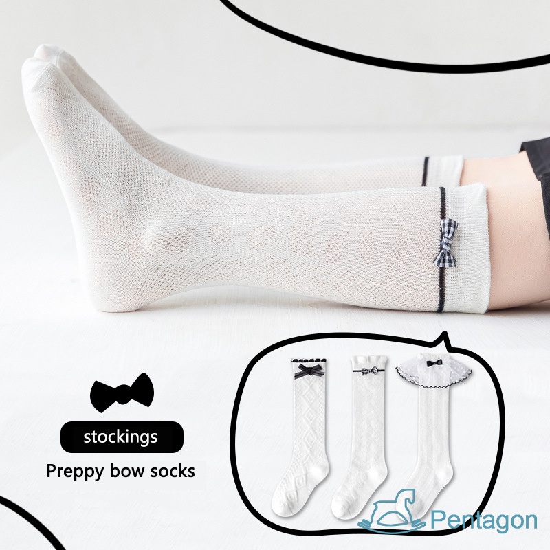 Vớ Ren Dài Thoáng Khí Thoải Mái Đính Nơ Phong Cách Nhật Bản Cho Bé Gái