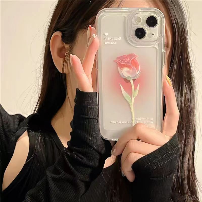 ✅Ốp Điện Thoại Mềm Trong Suốt Hình Hoa Hồng Màu Gradient Cho Apple iPhone 11 iPhone13 12promax 78p 1R5R