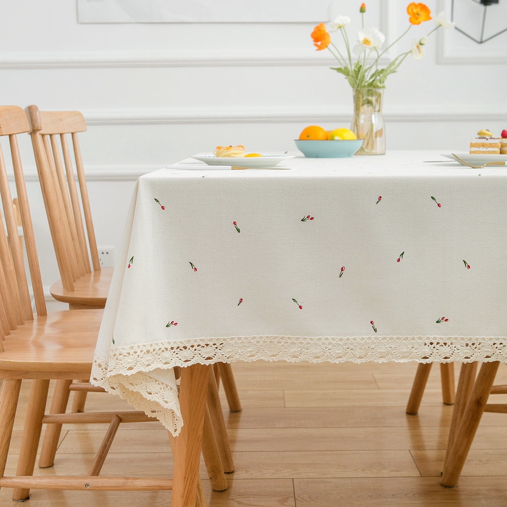 Khăn Trải Bàn Phối Ren Phong Cách Hàn Quốc