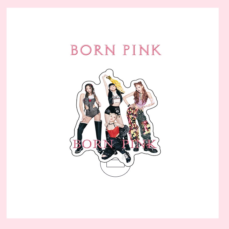 Bảng Hiệu Bằng Acrylic Màu Đen Hồng Kèm Giá Đỡ In Chữ Blackpink BORN Pink Album JENNIE LISA ROSE JISOO