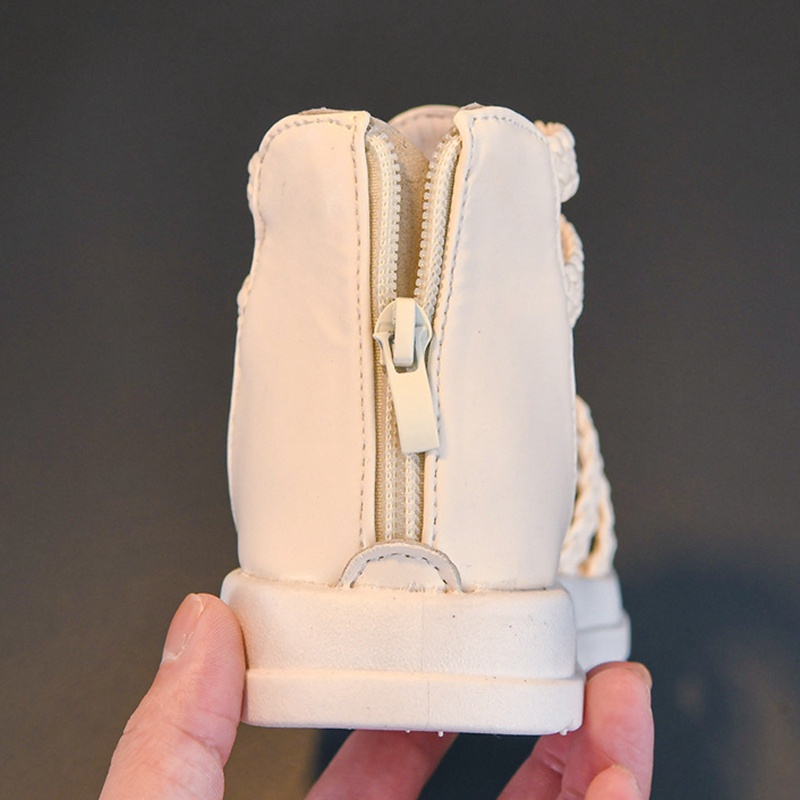 Xăng đan Công Chúa Cổ Cao Bằng Da Khoét Lỗ Size Lớn Màu Hồng Thời Trang Cho Bé Gái