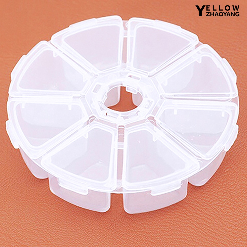 Hộp Tròn 8 Ngăn Phân Loại Hạt Cườm Tiện Dụng Mang Theo Du Lịch