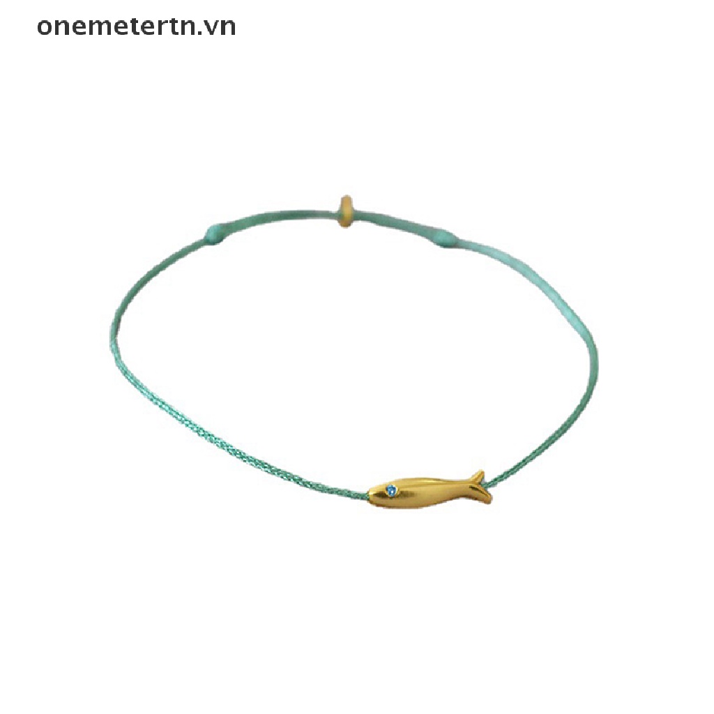 Onemetertn Vòng Tay Dây Bện Lụa Mỏng Hình Cá Koi Nhỏ Màu Vàng Kim Vintage Đơn Giản Trang Sức Trang Sức