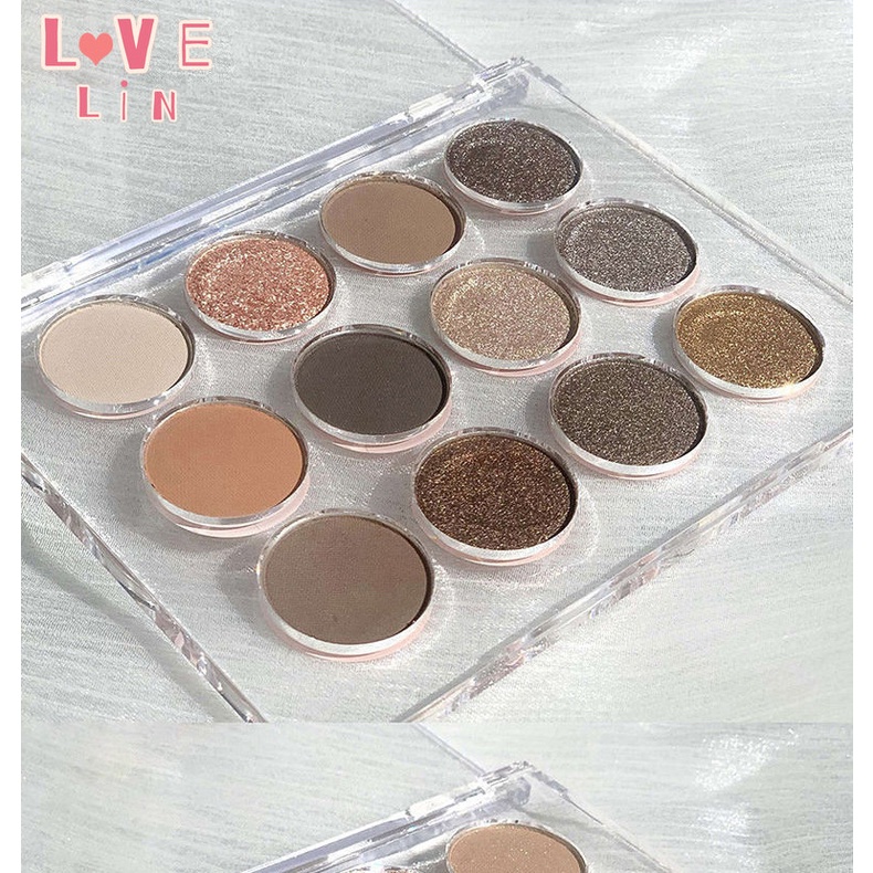 [Lovelin] Bảng Phấn Mắt 12 Màu Ánh Kim Tuyến Lấp Lánh Chống Nước Chống Mồ Hôi Phong Cách Mới