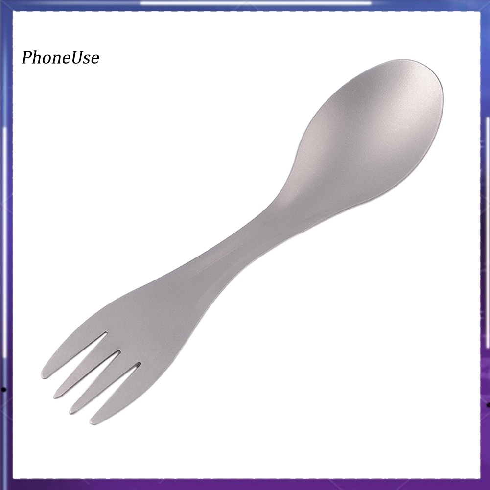 Muỗng Nĩa Hai Đầu Bằng Da PU Và Titan Dùng Cho Cắm Trại Ngoài Trời