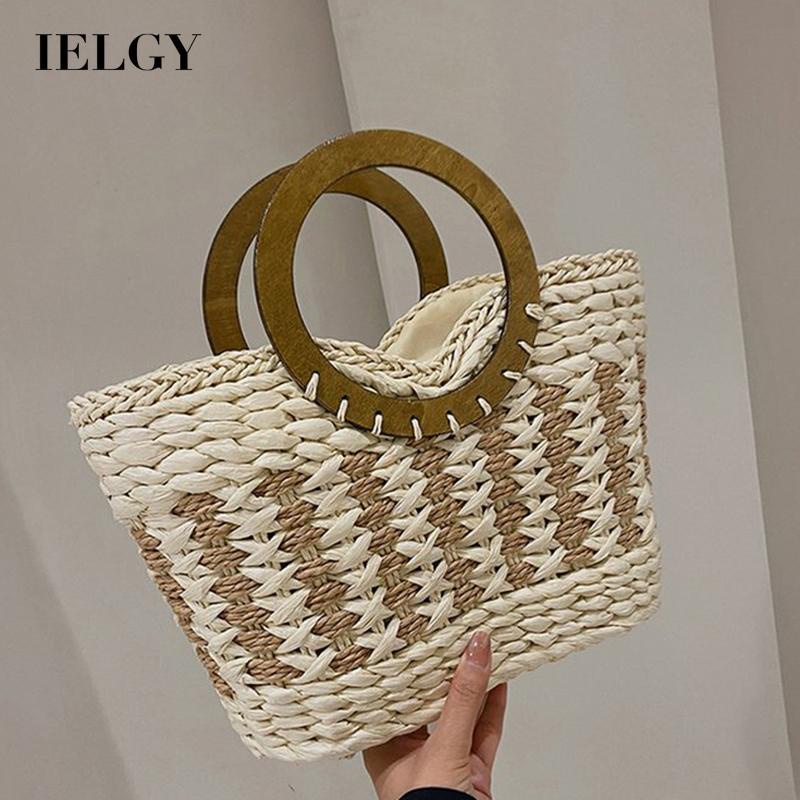 Ielgy Túi Xách Rơm Dệt Thiết Kế Hình Rau Củ Quả niche Dễ Phối Đồ Cho Nữ