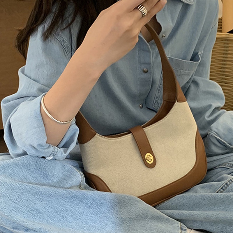 Túi Đeo Vai Bằng Vải canvas Chất Lượng Cao Màu Sắc Khối Lập Phương Cổ Điển Pháp Dành Cho Bạn Nữ