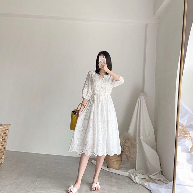 Đầm Hoa Mềm Mại Thoáng Khí Thoải Mái Phối Ren Thời Trang Cho Nữ