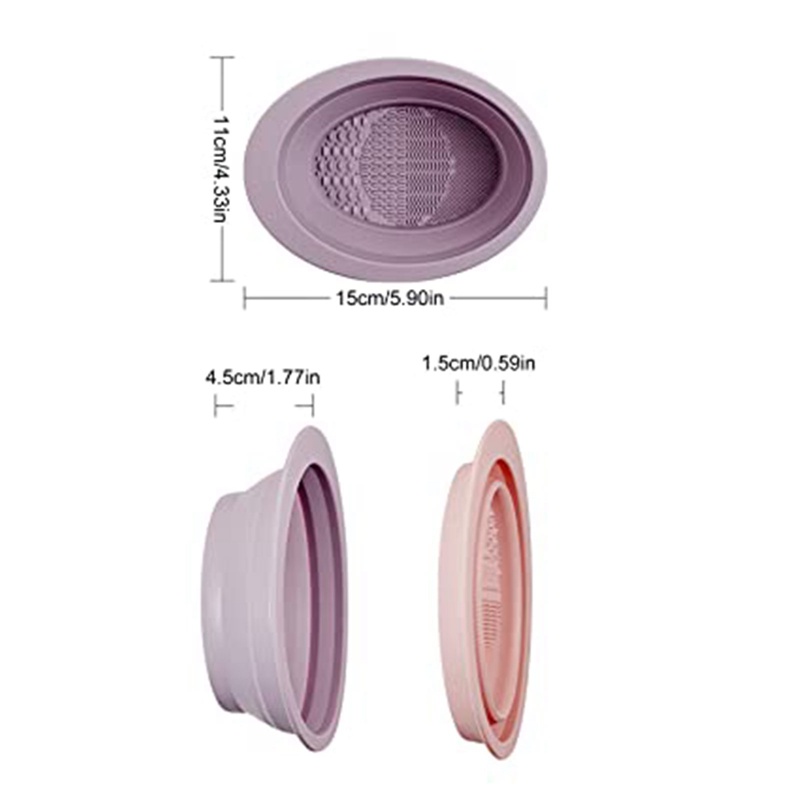 Bộ Bàn Chải Silicone Làm Sạch Cọ Trang Điểm Kèm Túi Khô Nhanh