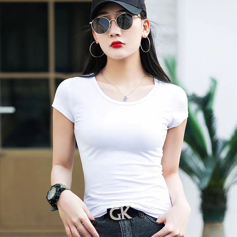 Áo Thun Dài Tay Cổ Tròn Màu Sắc Đơn Giản Cho Nữ