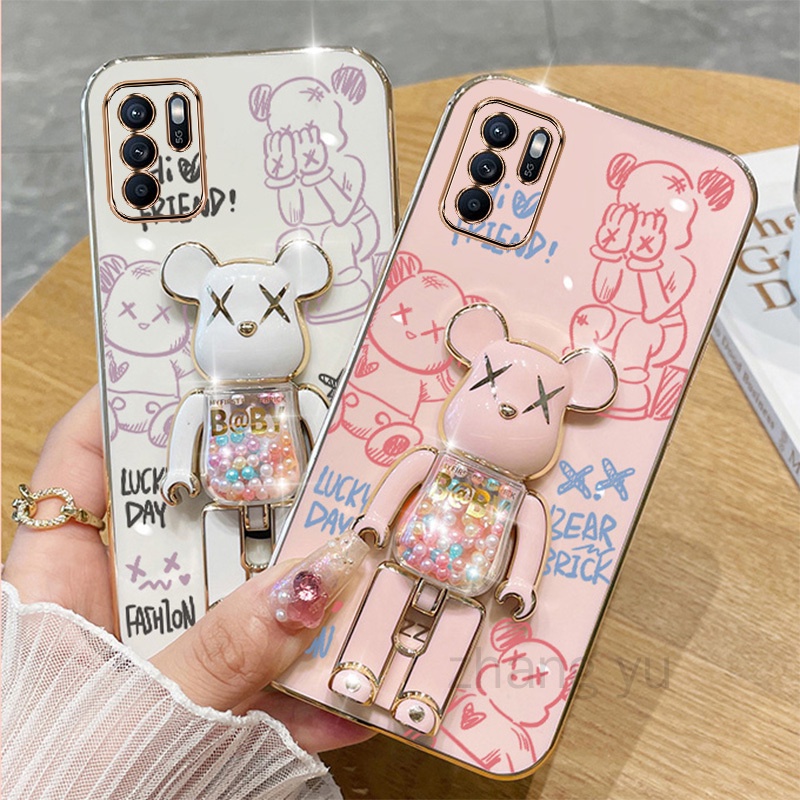 Ốp lưng OPPO F19 PRO 5G RENO 5Z 5G RENO 6 Z 5G TPU 3D Giá đỡ gấu bạo lực vỏ điện thoại di động Trường hợp siêu mỏng mạ mềm Trường hợp chống sốc 3D Ốp Điện OPPO F19 PRO 5G RENO 5Z 5G RENO 6 Z 5G