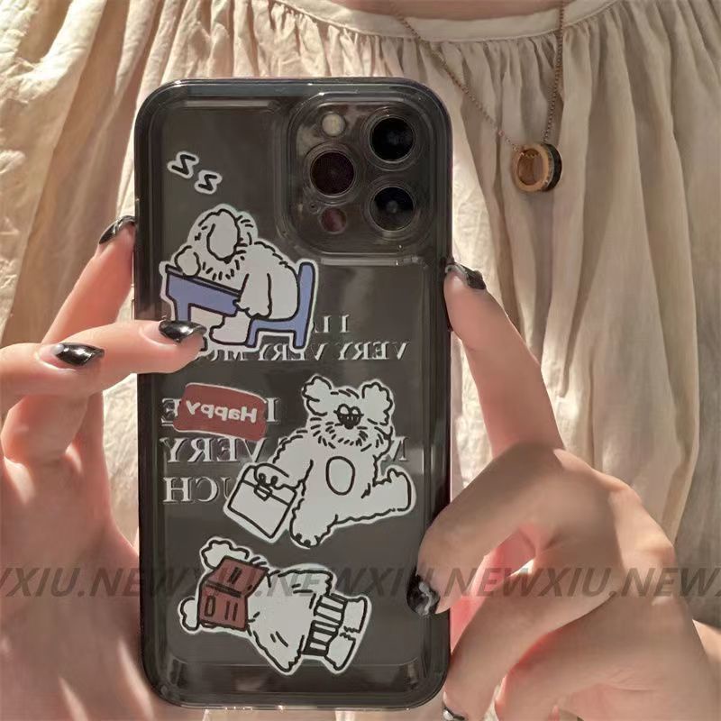 ✅Ốp Điện Thoại Trong Suốt In Hình Cún Hoạt Hình Dễ Thương Cho iPhone13promax 12 11 XS 14In ZI8O 13Promax