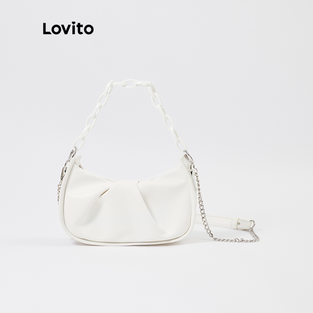 Túi Xách Da Pu Mềm Màu Trơn Phối Dây Xích Đôi Thời Trang Thường Ngày L244BA05