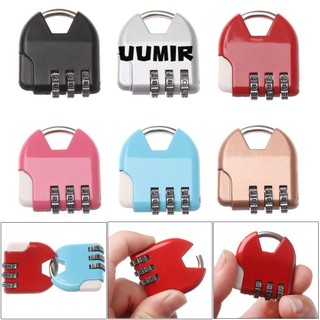 UUMIR Ổ khóa mật khẩu 3 chữ số kim loại mini bảo vệ vali hành lý du lịch quà tặng phòng tập thể dục ngoài trời