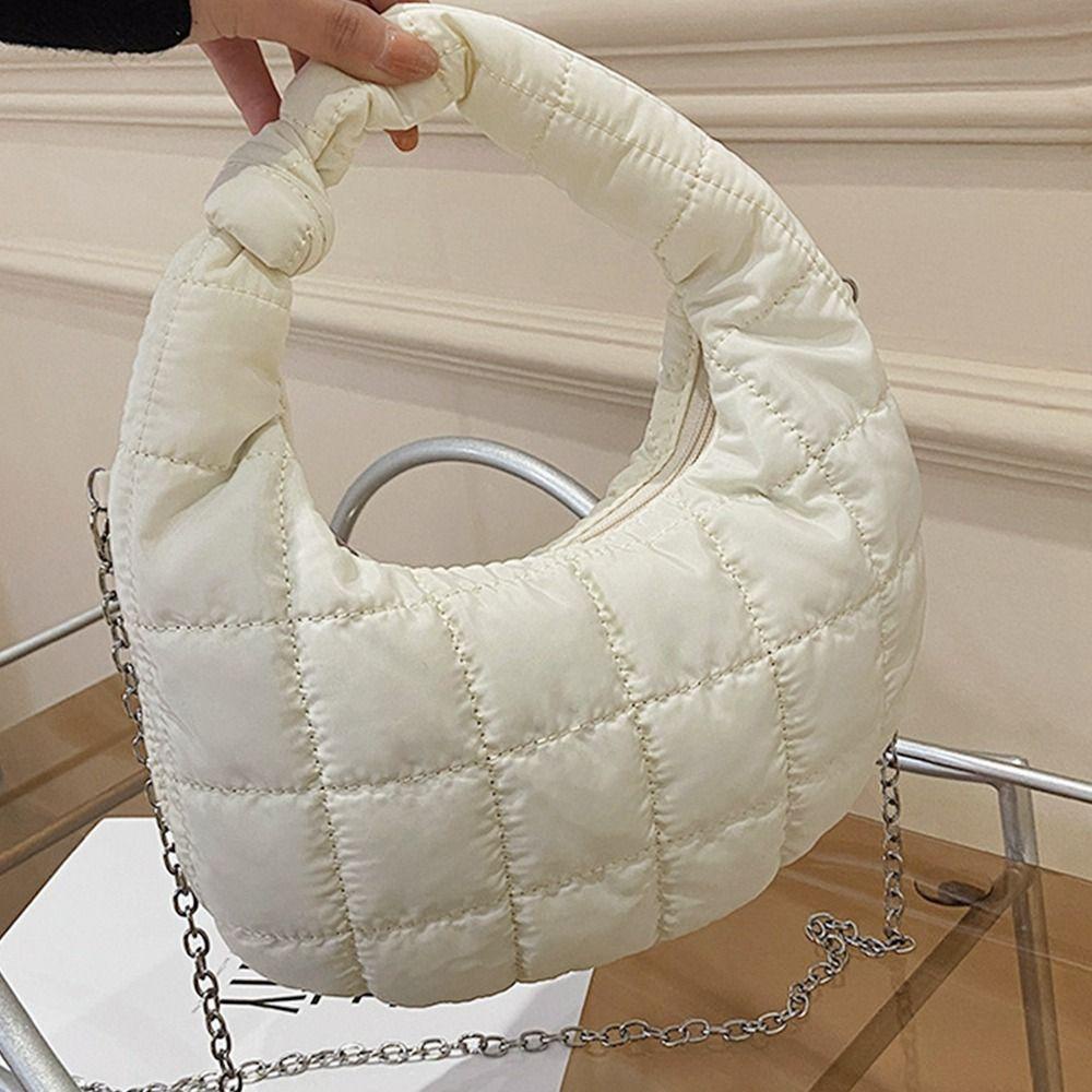 BEBETTERM Túi Xách Dây Đeo Xích Thắt Nút Họa Tiết Sọc Caro