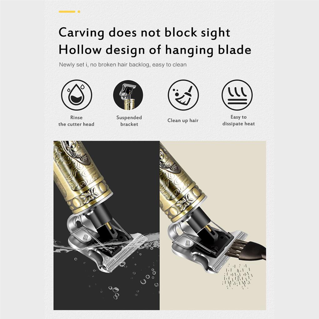 Tông Đơ Cắt Tóc Không Dây Hình Chữ T 0Mm Có Thể Sạc Lại Cho Nam