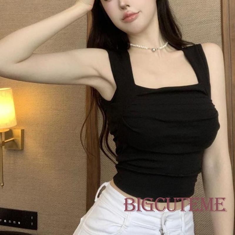 Áo Croptop Sát Nách Cổ Vuông Màu Sắc Thời Trang Mùa Hè Cho Nữ