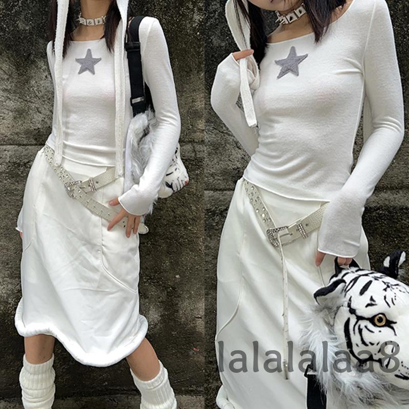 Áo Thun Nữ Tay Dài Cổ Tròn In Hình Ngôi Sao LAA8