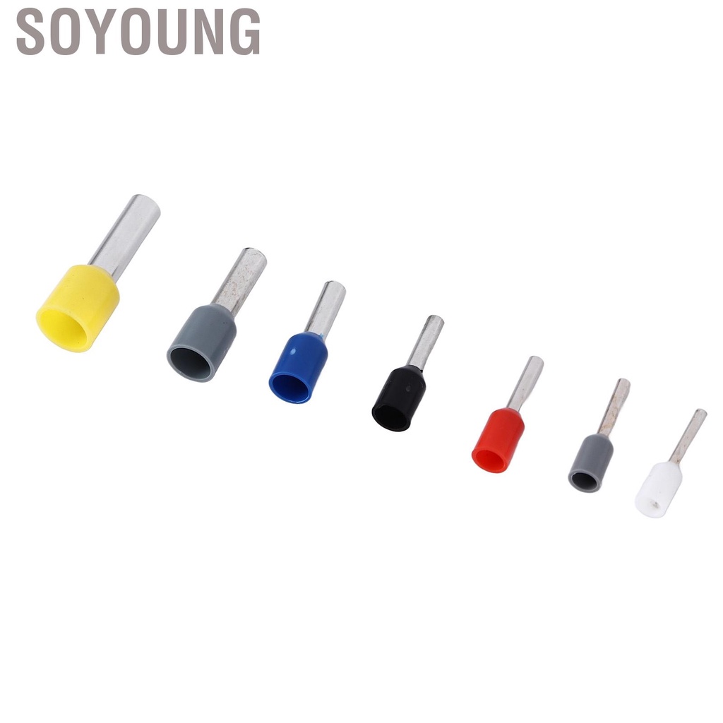 Soyoung 1900pcs Wire Ferrule Terminals Pin Type Copper Tin Plated 7 Sizes Insulated Cord Connectors Universal for Cars