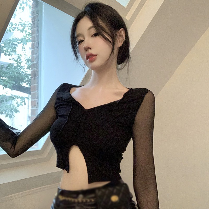 Áo Thun DàI Tay Cổ Chữ V GợI CảM Cho Nữ