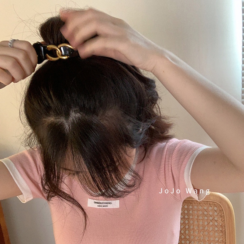 Kẹp Tóc Ngắn Màu Vàng Phong Cách Hàn Quốc Cổ Điển Thời Trang Cho Nữ