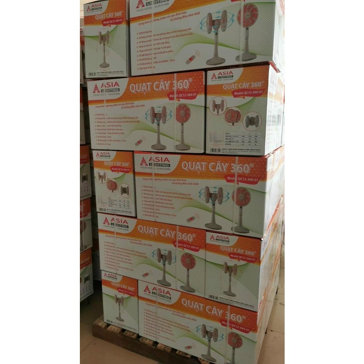 Quạt cây Asia quay 360 độ bảo hành chính hãng 2 năm - Quạt 2 đầu QC12-360 siêu êm, mát và sang trọng