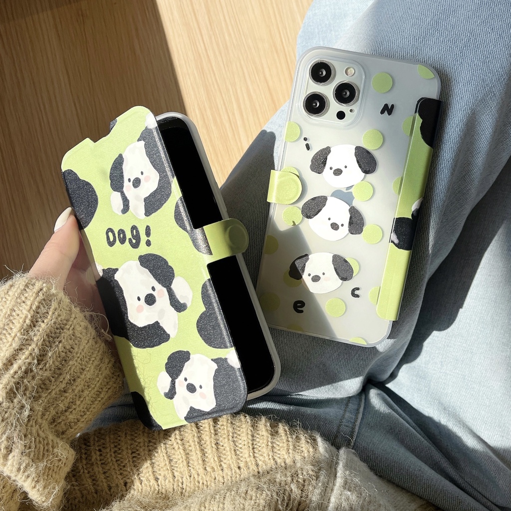 Bao Da Điện Thoại Nắp Lật Bằng Silicon Chống Sốc Họa Tiết Chú Chó Hoạt Hình Cho iPhone 14 13 12 11 PRO MAX Ốp