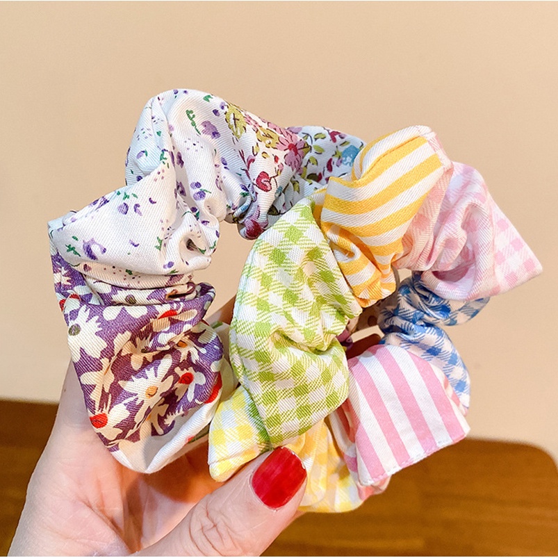 Dây Buộc Tóc Cao Su Co Giãn In Họa Tiết Hoa Phong Cách Hàn Quốc Cho Nữ