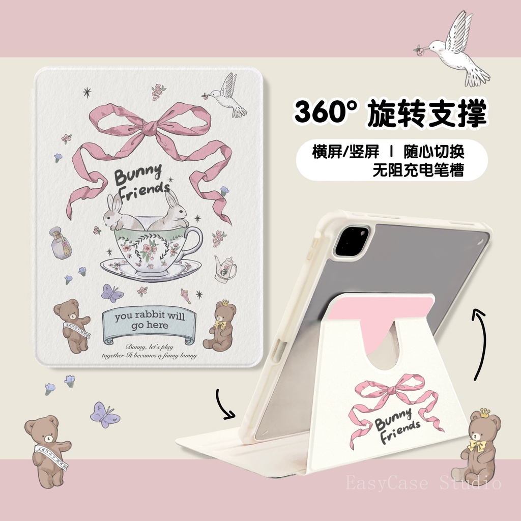 Bao Da Máy Tính Bảng Silicone Chống Bụi Hình Thỏ Cho iPad 2019 10.2 air 4 10.9 9.7-inch Pro 11 18 8 17