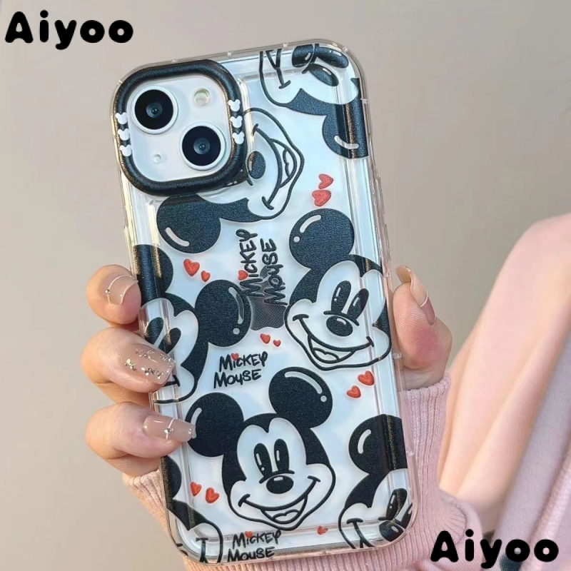 ✅Ốp Điện Thoại Túi Khí Mềm Màu Trong Suốt Hình Chuột Mickey iPhone 14 13promax 11 12 XR XS J2LR