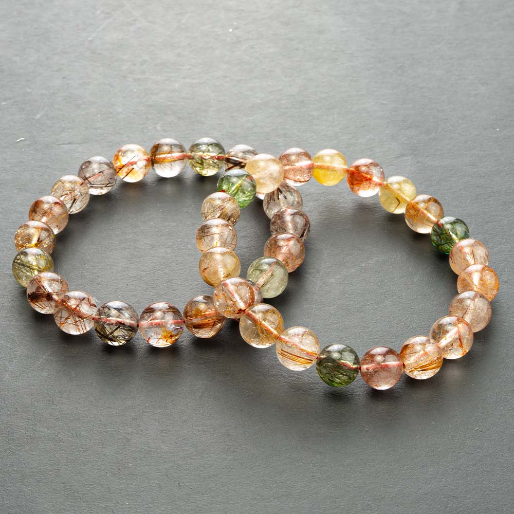 Vòng Tay Chuỗi Hạt Đá Pha Lê Tự Nhiên Nhiều Màu Thời Trang Cho Cặp Đôi