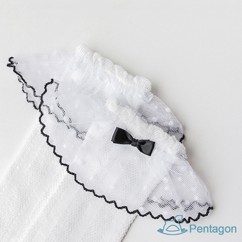 Vớ Ren Dài Thoáng Khí Thoải Mái Đính Nơ Phong Cách Nhật Bản Cho Bé Gái