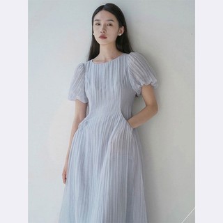 Đầm Thời Trang Mùa Hè Màu Xanh Dương Chiết Eo Trẻ Trung Thanh Lịch Dành Cho Nữ