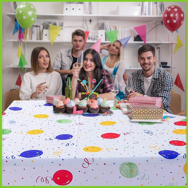 Khăn Trải Bàn Dùng Một Lần Chống Nước In Hình Bong Bóng Nhiều Màu Sắc