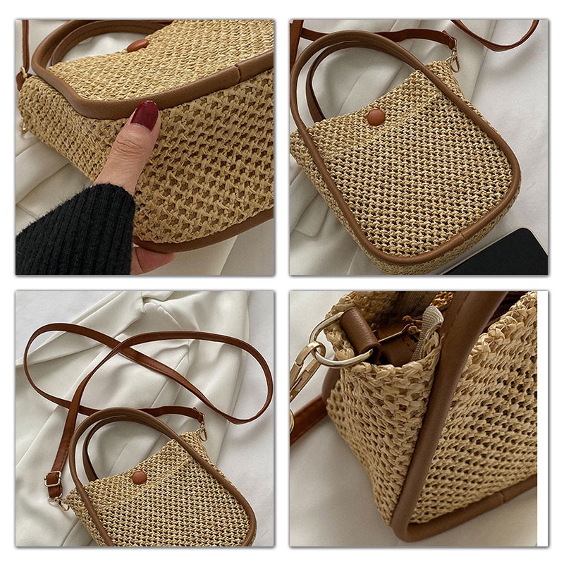 JUST STAR Túi cói Đan Lát Thời Trang Cho Nữ