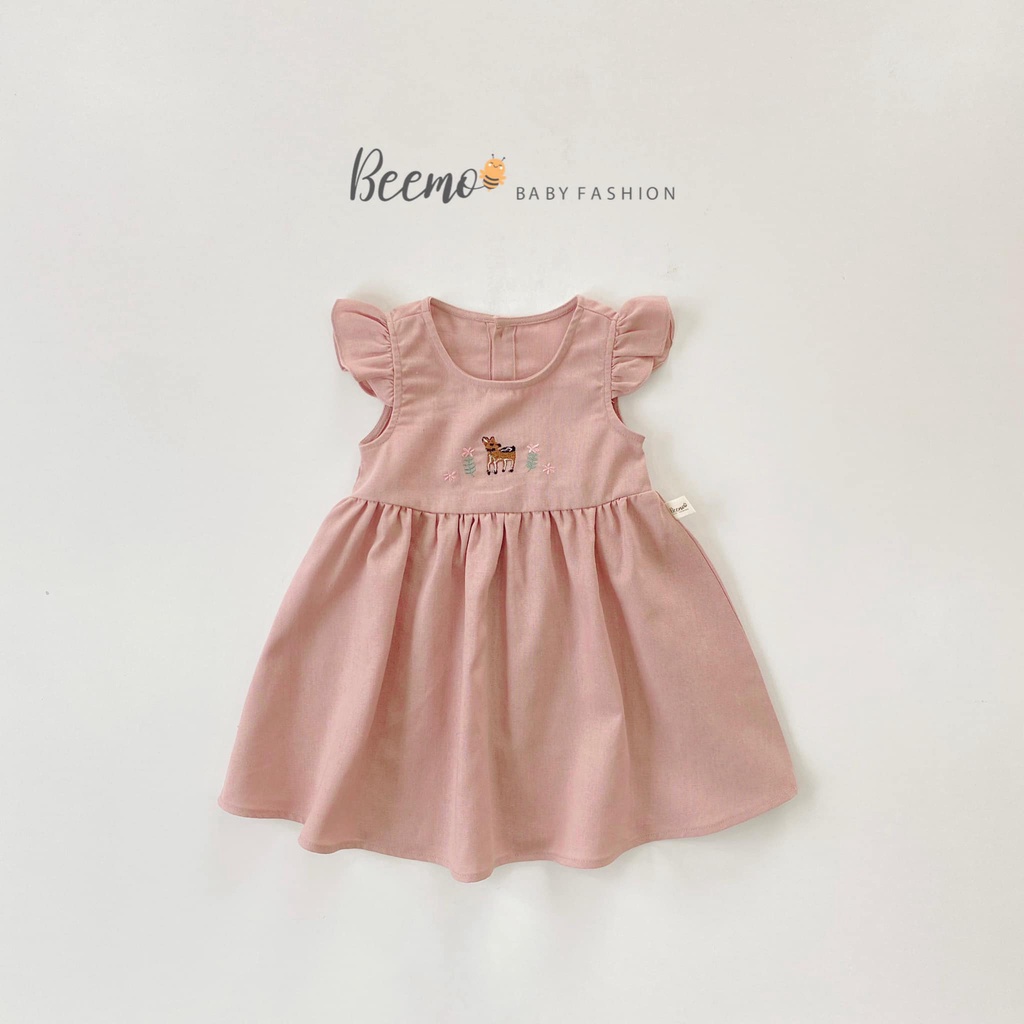 Đầm linen thêu ngực cực xinh cho bé gái