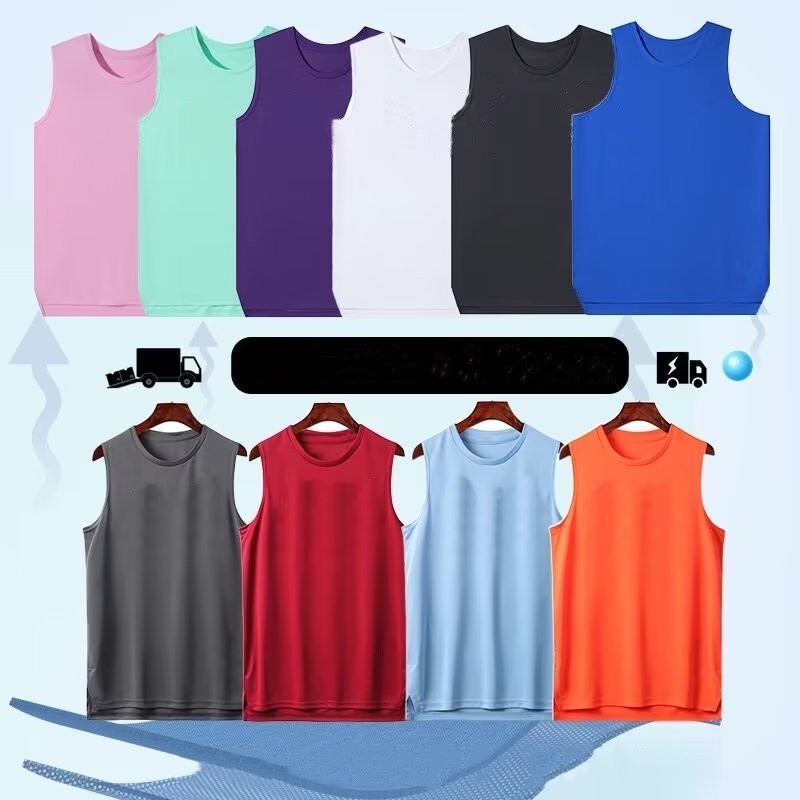 Áo Ba Lỗ Vải Cotton Phối Lưới Thoáng Khí Thấm Hút Mồ Hôi Màu Trơn Cho Nam
