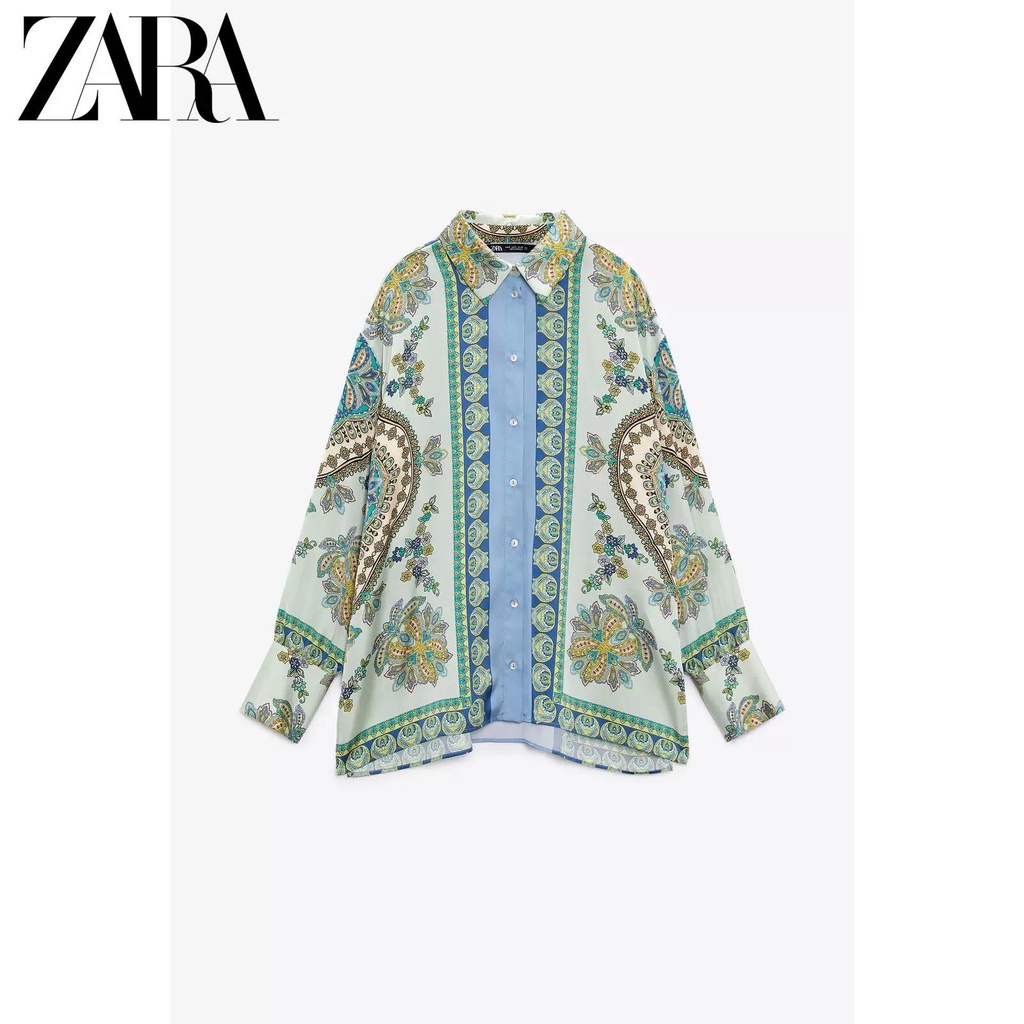 Áo Sơ Mi Hiệu ZARA In Họa Tiết Cá Tính Cho Nữ