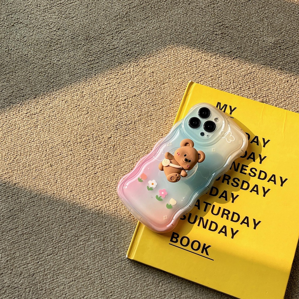 Ốp Điện Thoại Silicon Trong Suốt Họa Tiết Hoạt Hình Chú Gấu Dễ Thương Chống Sốc Cho iPhone 14 13 12 11 Pro Max