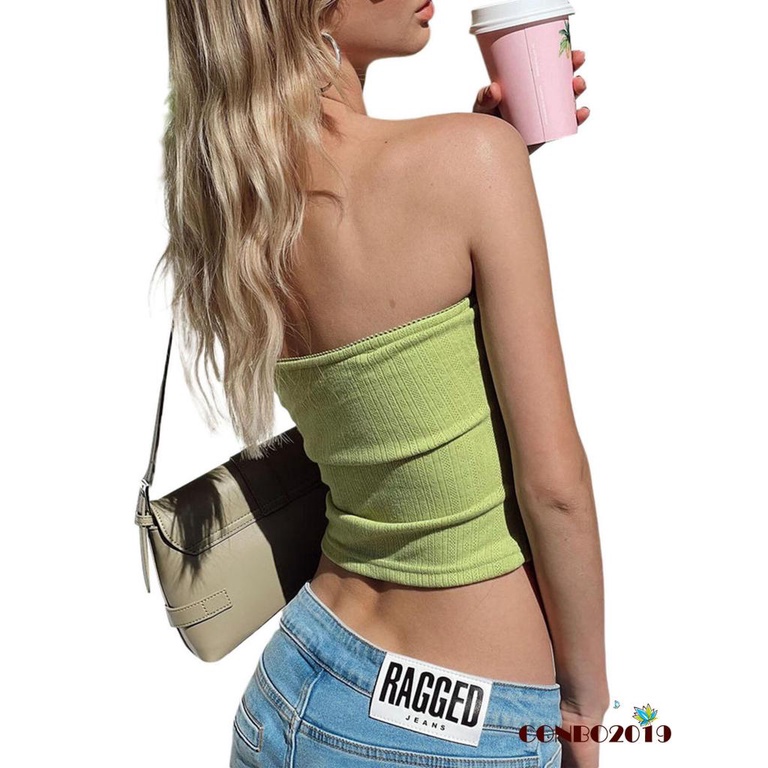 Áo Ống Màu Trơn Đính Nơ Hở Lưng Thời Trang Mùa Hè Cho Nữ