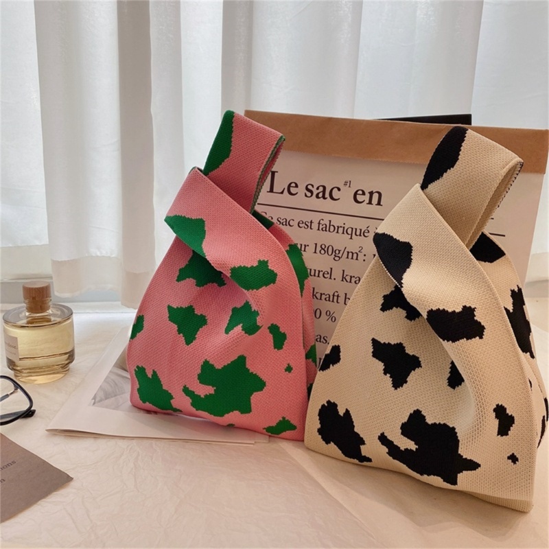 Túi Xách Tay Bằng Vải Dệt Kim Họa Tiết Kẻ Sọc Nhiều Màu Sắc Thời Trang Mùa Hè Dành Cho