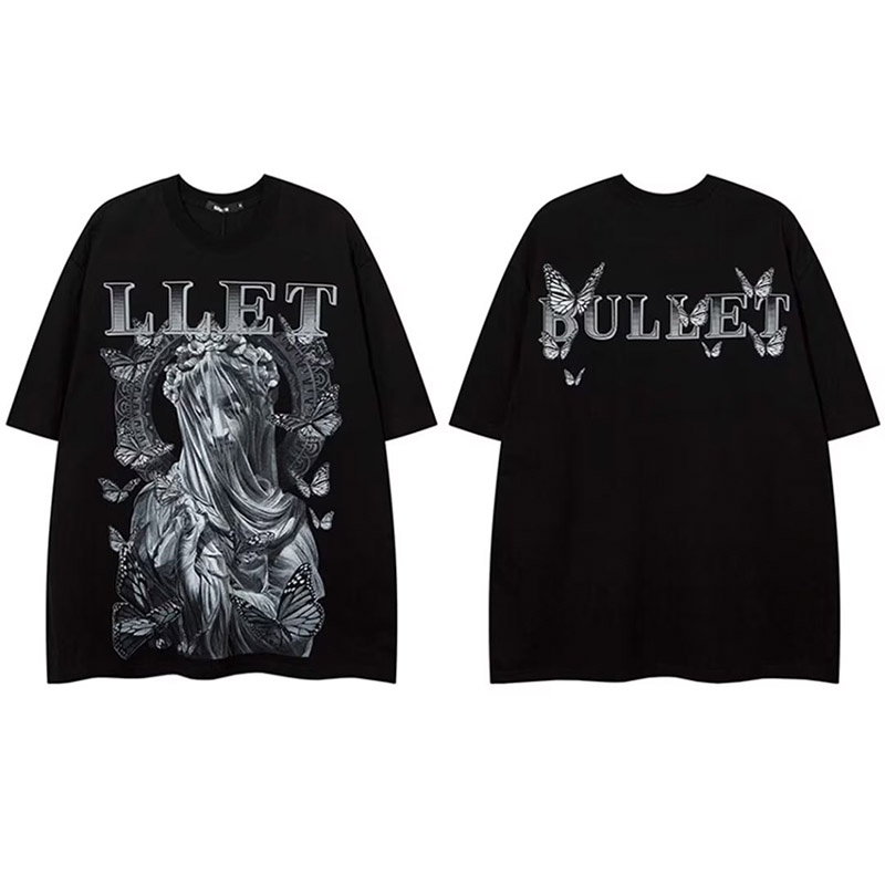 Áo Thun Tay Ngắn Cổ Tròn In Hình Thời Trang Mùa Hè Phong Cách Harajuku Cho Nam