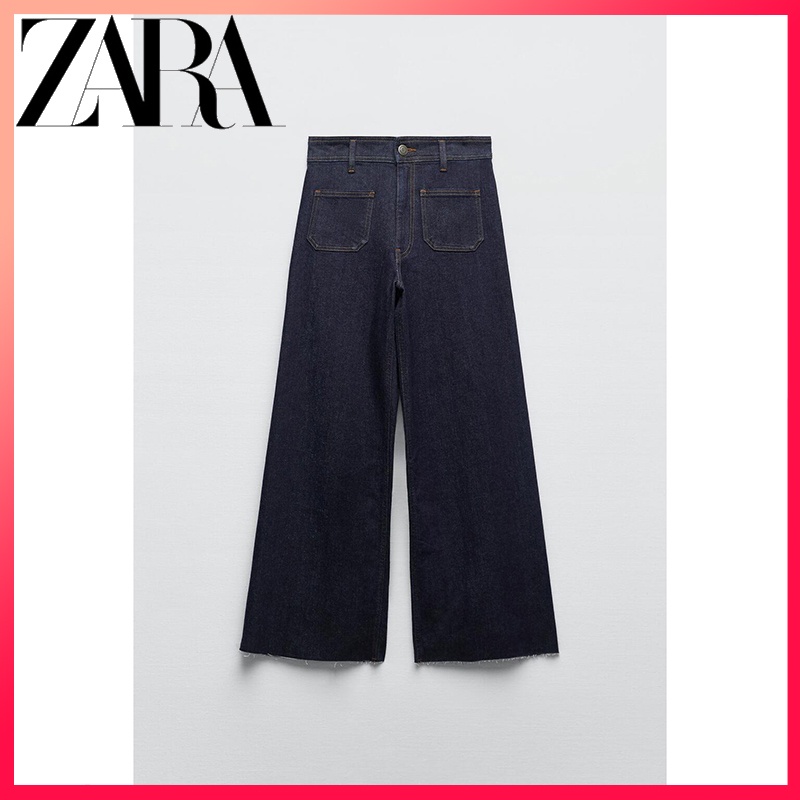 Zara Mới Nữ ZW Navy Pocket Patch Jeans
