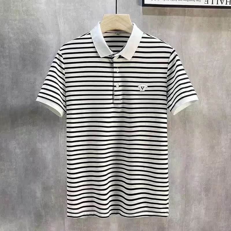 Áo polo Ngắn Tay Họa Tiết Sọc Ngang Thời Trang Dành Cho Nam