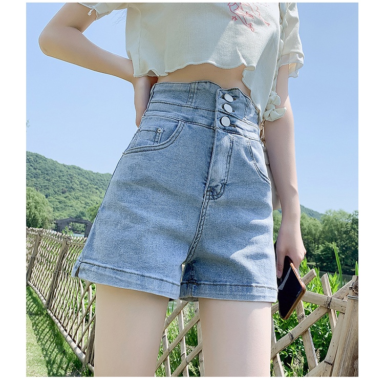 QADCOL  Quần Short denim Siêu Mỏng Lưng Cao Che Bụng Thời Trang Mùa Xuân Cho Nữ