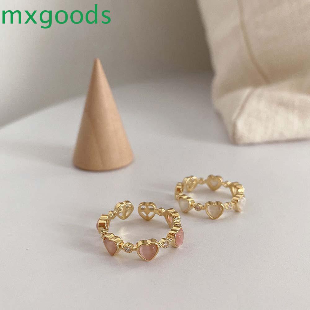 Nhẫn kiểu hở đính đá opal hình trái tim đơn giản thời trang cho nữ